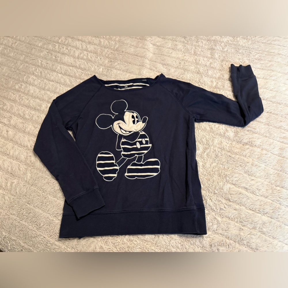 Navy Mickey Mouse Scoop Neck Sweatshirt